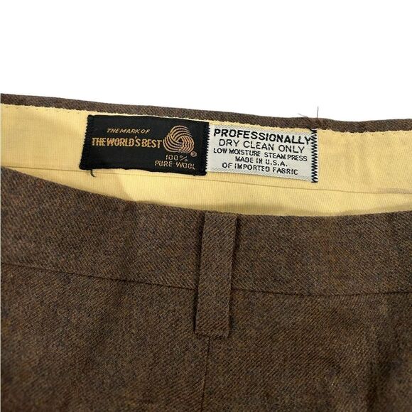 40x26 Vintage 100% Pure Wool Strathmore by Anderson Little Brown Dress Pants - Picture 3 of 10